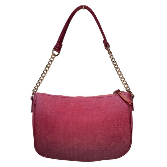Red Ombré Faux Leather Shoulder Bag Chain Strap Textured Small Y2K Inspired - Picture 1 of 16